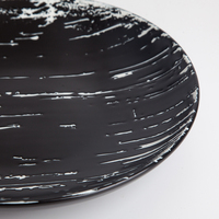 Vaisselle ronde en céramique noire réutilisable, assiette en porcelaine de marbre pour Restaurant et hôtel