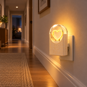 Veilleuse LED en bois à brancher, 0,5W, économie d'énergie, veilleuse en forme de cœur pour chambre et couloir, directement de l'usine - Product Image 5