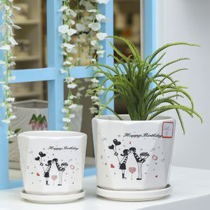 Ensemble de 3 pots de fleurs en céramique Sin wings Sunflower, pots de fleurs en céramique de 4+5+6 pouces, jardinières d'intérieur pour plantes - Product Image 1