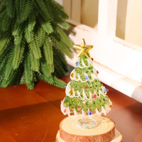 Sapin de Noël miniature en verre fait main pour la décoration de table de Noël, sapin de Noël en verre style Murano coloré, ensemble de décorations de Noël en verre, ensemble cadeau