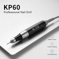 Manche de perceuse à ongles électrique professionnelle KP60/KP65 en acier inoxydable brossé, forme stylo, pièce de rechange avec câble 3 broches