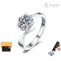 Bagues en argent sterling S925 certifiées GRA pour femmes, motif flocon de neige, 1 carat, moissanite, bagues de mariage, vente en gros.