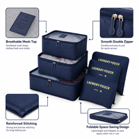 Bolsas de Almacenamiento Premium para el Hogar, de Tela Oxford, Personalizables, Juego de Organizadores de Varios Tamaños, Parte Superior de Malla, Doble Cremallera, para Viajes, a la Moda
