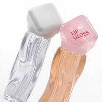 Vente en gros de tubes à gloss à lèvres vides de 3 ml, forme ondulée unique, en plastique transparent, impression personnalisée en couleur, bouchon à vis, emballage cosmétique