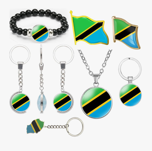 Ensembles de produits de la fête nationale <span class=keywords><strong>en</strong></span> gros pays porte-clés <span class=keywords><strong>en</strong></span> métal collier à épingles drapeaux nationaux de la <span class=keywords><strong>Tanzanie</strong></span> - Product Image 1