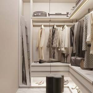 Meubles de chambre à coucher de luxe SANTOPOVA, armoire en bois blanc avec porte en verre, design de dressing - Product Image 5