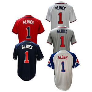Nouveau Maillot de Baseball Américain 2026 Brodé Pas Cher <span class=keywords><strong>13</strong></span> Ronald Acuna Jr. 1 Ozzie Albies 28 Matt Olson 27 Riley 23 Harris II - Product Image 3