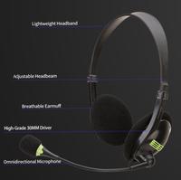 Casque d'ordinateur SY440MV avec micro rotatif à 120°, haut-parleur de 30 mm, son surround, léger, idéal pour les cours en ligne, les réunions, les ordinateurs portables et PC