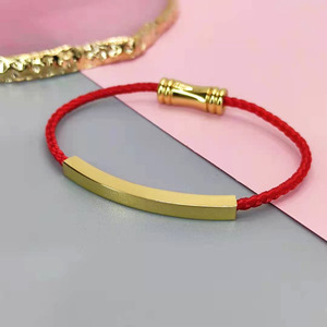 Custom Engravable Stainless Steel Bar <b>Bracelet</b> | Adjustable Braided Nylon <b>Rope</b> | Colorful Statement Jewelry for Men & Women - Product Image 4
