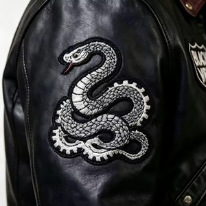 <span class=keywords><strong>Blouson</strong></span> de motard vintage personnalisé de haute qualité pour <span class=keywords><strong>homme</strong></span>, brodé, style bomber, streetwear, manteau de moto, <span class=keywords><strong>blouson</strong></span> de motard en <span class=keywords><strong>cuir</strong></span> imprimé - Product Image 4