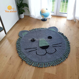 <span class=keywords><strong>Tapis</strong></span> de jeu <span class=keywords><strong>rond</strong></span> en Crochet pour enfants, accessoire pliable en peluche, motifs animaux, Lion, pour bébés - Product Image 2