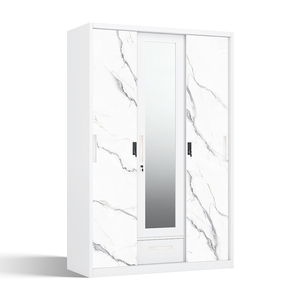 Armario de Acero Impreso con 3 Puertas Correderas, Espejo y Cajón, 1200mm, Empaque Plano para el Mercado del Sur de Asia - Product Image 2