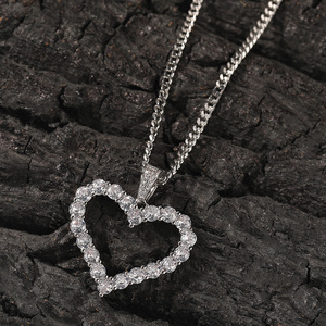 TOP ICY Diseño simple 5mm 5A Cubic Zircon Corazón Colgante Collar Iced Out Diamond Love Family Rose Gold Mujeres Collar de lujo - Product Image 5