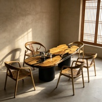 Ensemble de table à manger moderne en résine époxy, directement de l'usine, 4 pièces, plusieurs tailles disponibles, différentes options de pieds de table, plateau en époxy