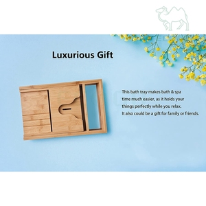 Plateau de baignoire en bambou extensible de qualité supérieure plateau de baignoire de luxe avec porte-vin et porte-livre plateau organisateur de bain pliable amélioré - Product Image 6