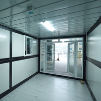 Structure en acier, maison préfabriquée moderne et écologique, conteneur pliable avec porte double vitrage, application pour bâtiment de bureaux