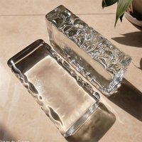 En vente cloison de verre côté Transparent cristal de glace angle droit carreaux de verre brique de verre pour bureau