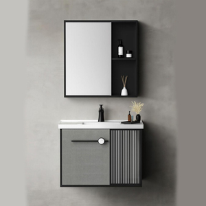Gabinete de <span class=keywords><strong>Baño</strong></span> de Madera Contrachapada de Alta Calidad, Estilo Industrial, Anti-Deformación, <span class=keywords><strong>con</strong></span> Espejo, Lavabo y Almacenamiento de Múltiples Niveles - Product Image 1