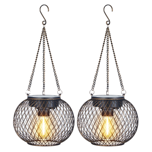 LED <span class=keywords><strong>lampadario</strong></span> esterno con griglie di ferro caldo bianco <span class=keywords><strong>solare</strong></span> giardino decorativo borsa IP65 impermeabile illuminazione elegante - Product Image 1