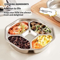 Assiette divisée en acier inoxydable à 5 compartiments, plateau de préparation et de service pour la cuisine, gingembre, ail, oignon vert, condiments