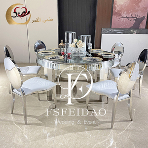 กระจกโต๊ะรับประทานอาหารทำจากสแตนเลสสีเงินเฟอร์นิเจอร์สำหรับงานแต่งงาน - Product Image 4