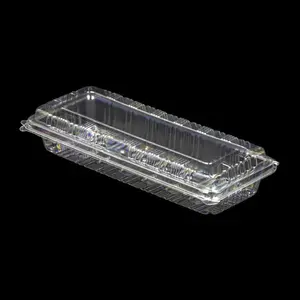 custom clear clamshell food bakery packaging transparent plastic hinged food containers for hotdog