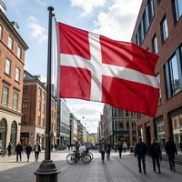 3x5-Fuß Maßgefertigte Dänische Flagge; Vliesstoff-Polyester Outdoor-Werbeflagge; UV-beständige Digital Bedruckte Beschilderung