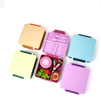 Niedliche Schul-Thermoskanne Bento-Lunchbox mit Griff und Deckel 4-Fach Mikrowellengeeigneter Thermobehälter für Erwachsene & Kinder