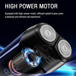 Recortadora de Barba Inalámbrica Portátil, Resistente al Agua, con Doble Cuchilla Rotatoria, Recargable, Afeitadora Eléctrica Profesional para Hombres - Product Image 3