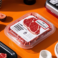 Viande congelée adhésive personnalisée, aliments, saucisses de fruits, RPET recyclable, matériau BOPP pour légumes, autocollants, étiquettes d'emballage pour conteneurs