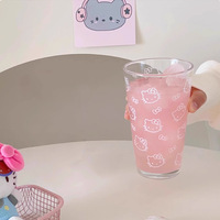 Mignonne tasse en verre KT Cat pour Americano glacé, tasse à café simple paroi pour le bureau, jolie tasse à eau de style coréen
