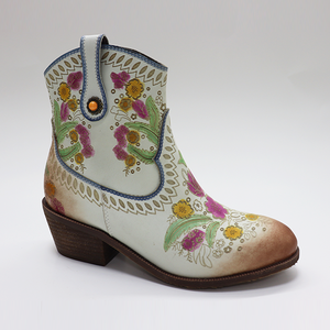 Nuovo Design femminile autunno tacco medio scarpe da donna fatte a mano Eautiful fiori floreali Cowgirl stivali Western donna - Product Image 3