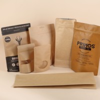 Sachet à fond plat en kraft OEM ODM - Emballage personnalisé imprimé à 8 soudures latérales pour grains de café, thé en vrac et snacks gourmands