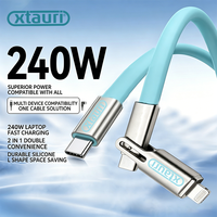 XTAURI 4 in 1 Bahan Silika Gel 5a Pengisian Cepat Simultan Kabel Data Hisap Pengisian Daya USB untuk Ponsel