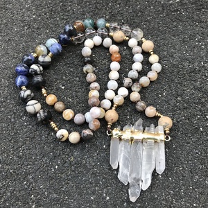 LS-E1143 Lungo Annodato la Collana, di Chip di Cristallo Al Quarzo Branelli Allentati Artigianale Collana <span class=keywords><strong>Mala</strong></span> Borda la Collana, Monili di Yoga - Product Image 5