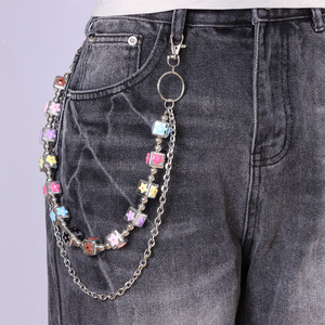 Cadena de cintura con bolas de colores, aleación de zinc, unisex, estilo hip hop urbano, cadena para pantalones, uso diario, decoración de doble anillo - Product Image 2