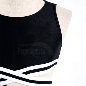 Conjunto de Uniforme de Porristas Blanco y Negro, Top Corto con Tirantes Cruzados y Falda Plisada, Disfraz para Equipo de Baile para Mujeres Adultas - Product Image 4
