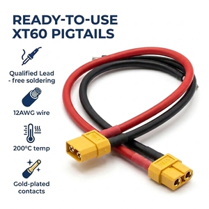2-pins XT30 XT60 XT90 koperen kern PTFE geïsoleerde 12V elektronische connector kabelassemblage 300mm aangepaste OEM ODM bedradingssysteem - Product Image 1