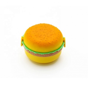 Boîte à lunch Bento ronde mignonne à double couche en forme de hamburger de qualité alimentaire pour étudiants et enfants - Product Image 2