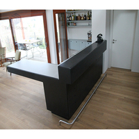 Bar à boissons sur mesure en forme de L, design contemporain, surface solide, usage commercial, pour hôtel, école, hôpital