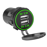 Prise de courant étanche avec chargeur USB double 3.1A 12V 24V et LED pour voiture, camion, yacht, camping-car, moto - Vente en gros usine OEM ODM