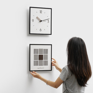 Wozoom Wall <b>Clock</b> Square <b>Battery</b> Operated Wooden Frame Living Room Decoration - Product Image 3