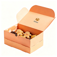 Boîte à gâteau pliable en papier biodégradable avec logo personnalisé, laminage mat, gaufrage, revêtement UV, emballage en carton pour biscuits et beignets