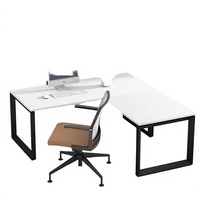 Bureau d'angle en bois moderne et durable en forme de L avec poste de travail modulaire réglable multifonctionnel pour hôpital et bureau à domicile