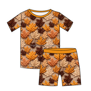 Хит продаж, 4 вида стилей Осенняя бамбуковая Пижама на молнии для новорожденных, 2 шт., пижама для сна, коротышки, комбинезон на молнии, комплект одежды - Product Image 2