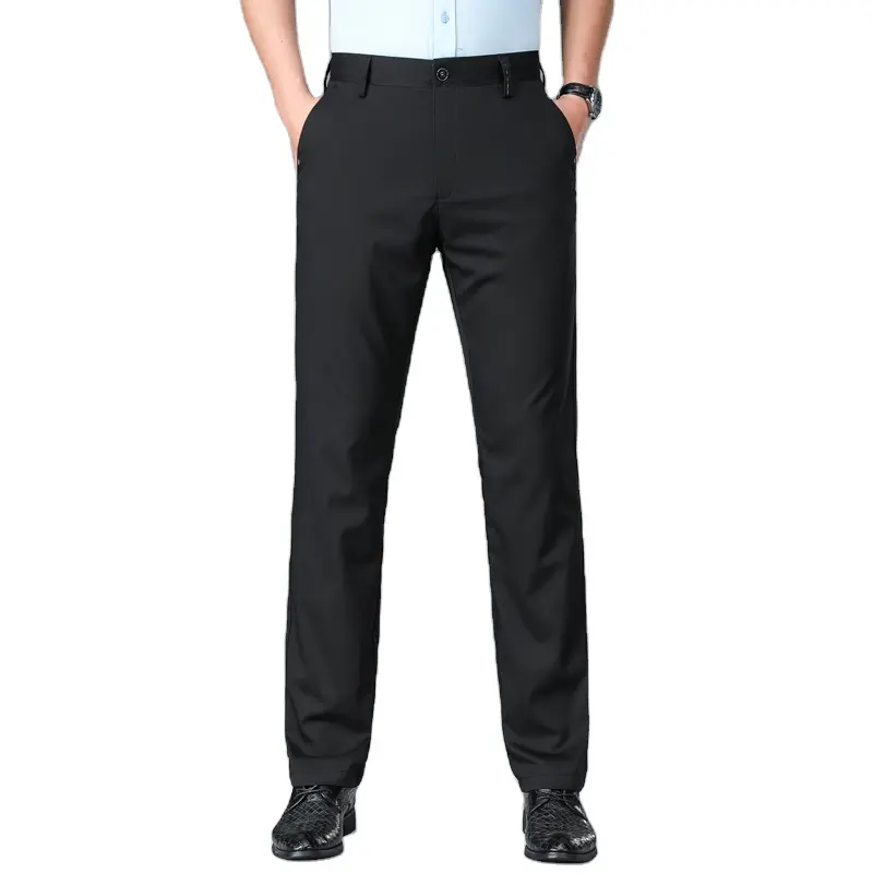 Men's Suit Pants Men Business Elastic Waist Classic Office Straight Formal Trousers