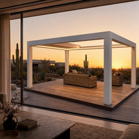 Pergola motorisée 20x20, pergola rétractable en aluminium, éclairage solaire LED extérieur, bâtiments de jardin