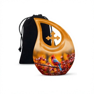 Meilleure vente grande larme jaune Cardinal oiseau crémation urne adulte pour cendres humaines urne funéraire croix décorative - Product Image 1