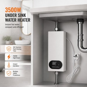 Calentador de Agua Eléctrico Instantáneo de Acero Inoxidable para Ducha, Montado en Pared, para RV y Hogar, Impermeable, Precio de Fábrica, Hecho en China - Product Image 1