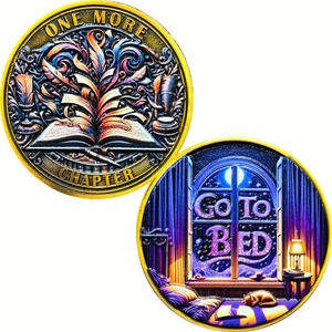 Mạ vàng quyết định đồng xu cuốn sách những người yêu thích đêm cú thiết kế thêm một chương đi ngủ kim loại thủ công bằng cách đi ngủ thiết kế - Product Image 1